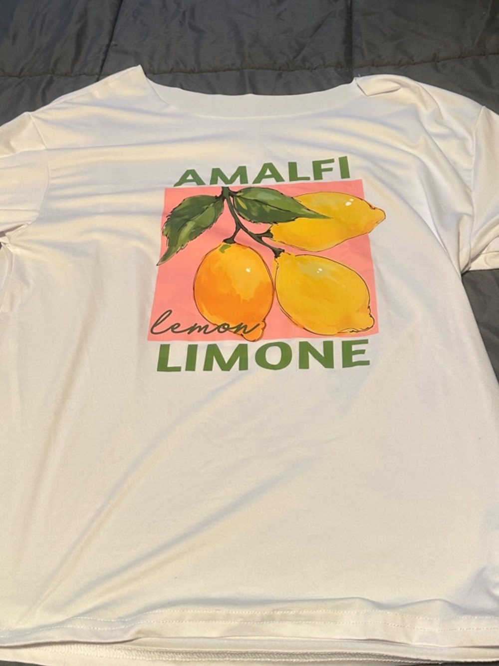 Amalfi White Tee with Lemon Graphic Oversized Cut Crew Neck Soft Tee